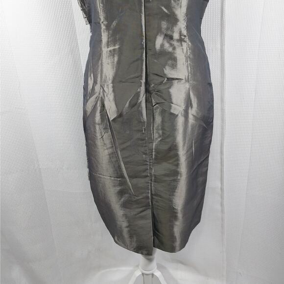 LONDON TIMES! METALLIC SILVE GRAY "RAG/SCRAP" LAYERED/TIERED TANK DRESS! SZ 12P - Picture 8 of 11